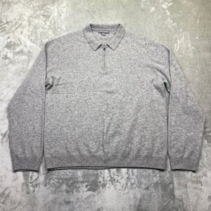 AMICALE CASHMERE Mens XL Gray 100% Cashmere 1/4 Zip Pullover Sweater Long Sleeve